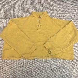 Brandy Melville Yellow Collared Crop Top